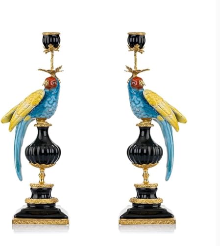 HSHTTKL Set mit 2 Kerzenhaltern aus Keramik, Kupfer, Papagei, Kerzenständer, Dekoration, Retro, luxuriös, für Zuhause, Schreibtisch, Kunsthandwerk, Kerzenständer