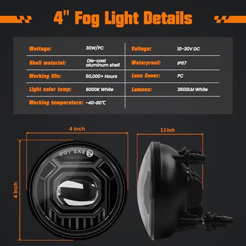 Image of Upgraded 60W LED Fog Lights Assembly for 2007-2013 Chevy Avalanche Suburban GMC Acadia Ford Escape, 07-14 GMC Yukon Tahoe Mustang, 08-10 Pontiac Explorer, 15-19 Colorado Silverado Canyon Sierra