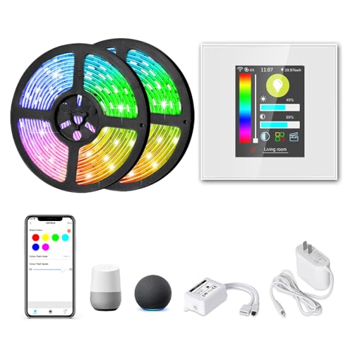 LANBON L8-HLS 32.8FT LED Strip Lights & Wall Control Switch Kit Work with Alexa/Google Home, WiFi RGB Light Strip with APP Remote/Music Sync/Color Changing/DIY Sence for TV Backlight/Kitchen/Bedroom