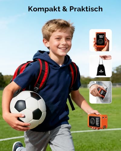 ETENWOLF Elektrische Ballpumpe,Tragbare Luftpumpe Aufblas und Abpumpfunktion 0,14-1,17 Bar,Basketballpumpe mit präzisem Manometer, Wiederaufladbare Luftpumpe für Bälle, ballpumpe fußball (Orange)