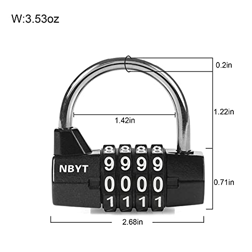 Image of Gym Locker Lock,4 Digit Combination Lock,Safety Password Padlock for School Gym Locker,Sports Locker,Fence,Toolbox,Case,Hasp Storage Black