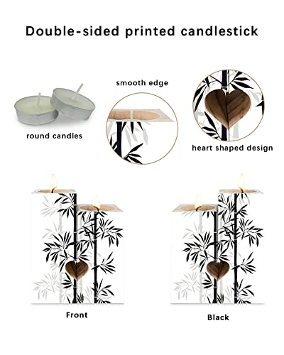 Candle Holder, Black And White Bamboo Candle Holders, Heart Shaped Candlestick Holders, Wooden Candle Holder For Living Room Decor Wedding, Personalized Gifts #TOP1