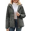 Vancavoo Manteau Femme Hiver Veste Polaire Chaud Blouson Court Doudoune à Capuche Décontracté Parka Outercoat avec Zippé,Gris foncé,S