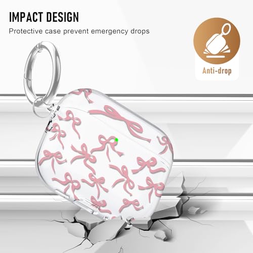 Image of Compatible Airpods Pro 3 Case (2025),Soft Cute Pink Bow Print Silicone Protective Cases for Apple AirPods Pro 3rd Generation Case,Airpod Pro 3 Cover with Keychain&Cleaner Kit for Women /Girls,Pink Bow