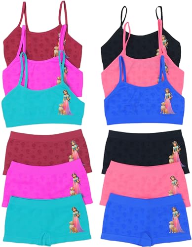 Image of ToBeInStyle Girl Pack of 6 Set Spaghetti Strap Training Bras & Boyshorts Bikinis