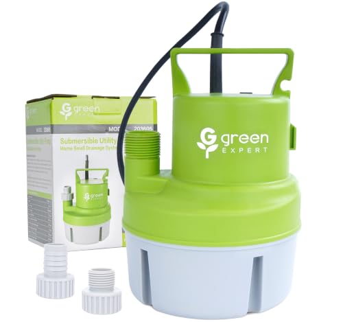 Image of Green Expert 1 /4HP Submersible Utility Pump, 2000GPH Flow, 316 Stainless Steel Components, Corrosion-Resistant for Pool, Hot Tub, Saltwater, Seawater, Vinegar, Tankless Heater Flush and Water Removal