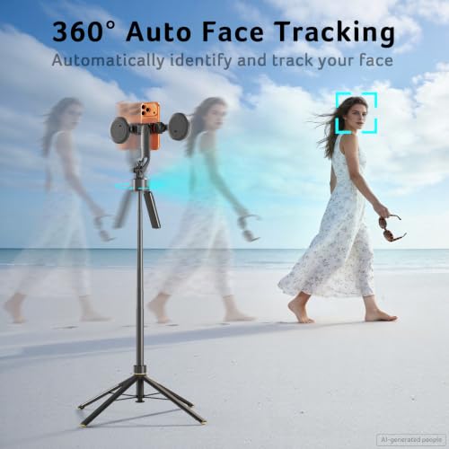 Image of Acer Gadget Auto Face Tracking Tripod for iPhone - Gesture Control Detachable Mini Ring Light 64 inch 360 Degree AI Tracking Phone Tripod for Vlogging YouTube TikTok Video Recording