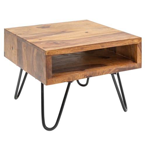 invicta INTERIOR Handgearbeiteter Beistelltisch Scorpion 45cm Sheesham Hairpin Legs Wohnzimmertisch Beistelltisch Massivholz Handmade Sofatisch Couchtisch Wohnzimmertisch