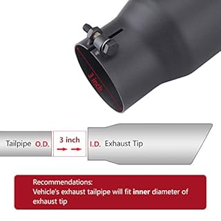 LCGP 3" Inlet Black Exhaust Tip,3" x 4" x 12" Universal Bolt On Stainless Steel Diesel Exhaust Tailpipe Tip