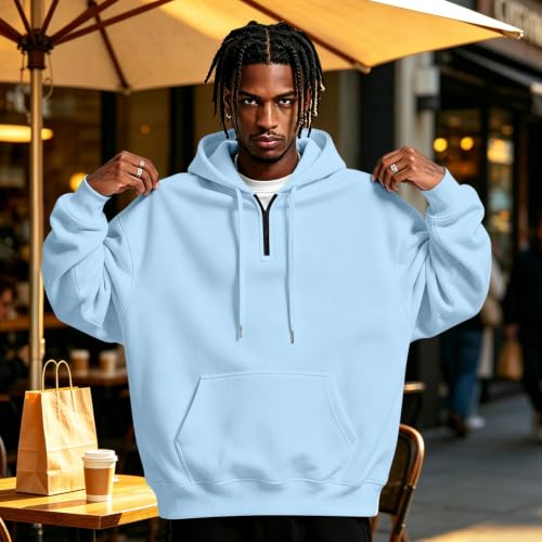 Fleece Hoodie Men Quarter Zip Fleece Lined Pullover Sweatshirt Sweat Shirt - image 2