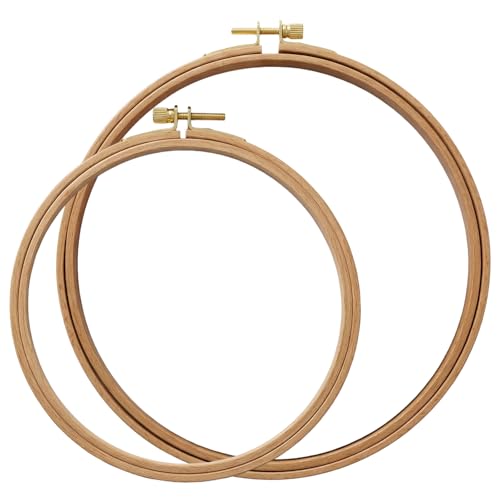 Matwsec 2 PCS Wooden Embroidery Hoops 6/8 Inch Cross Stitch Hoop for Craft Sewing Embroidery Ornaments Cross Stitch Christmas Decoration