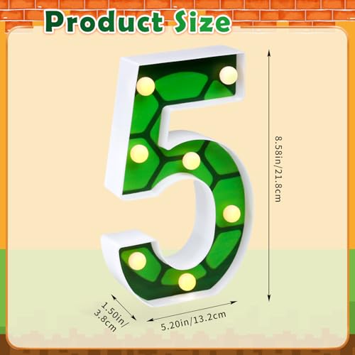 LED Number Lights Cartoon Themed Birthday Decorations LED Light Up Number Centerpieces Table Decorations for Party Supplies Backdrop Wall Decor for Birthday Party Decorations (Number 5)