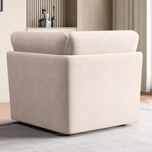 Image of Home Centre | Nolan Fabric 1-Seater Wedge Sofa | Sofa for Living Room | Solid Wood | Beige | 1 Year Warranty