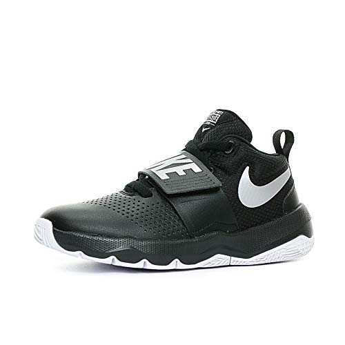 Nike Unisex-Child Team Hustle D 8 (PS) Basketball Shoe, Black/Metallic Silver-White, 11C Regular US Little Kid