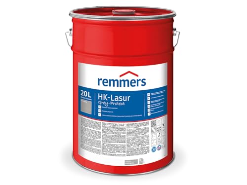 Remmers HK-Lasur 3in1 Grey-Protect platingrau, 20 Liter, Holzlasur für Vergrauung außen, 3 Holzschutz Produkte in einem, Feuchtigkeit- und UV-Schutz