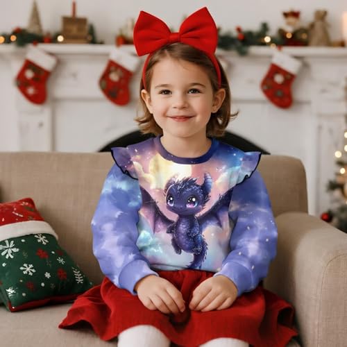 Xpyiqun Girls Crewneck Pullover Tops Ruffle Sweatshirts for Kids 1-8 Long Sleeve T-Shirts Graphic Sweaters3