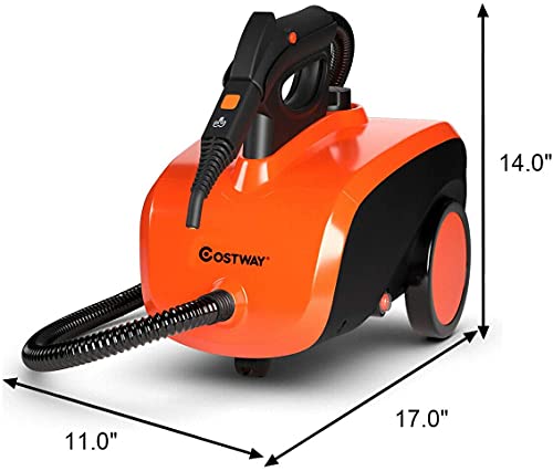 COSTWAY Multipurpose Steam Cleaner with 19 Accessories, Heavy Duty Household Steamer Chemical-Free Cleaning, 1.5L Dual-Tank Rolling Cleaning Machine for Carpet, Floor, Window and Car, Orange+Black COSTWAY Multipurpose Steam Cleaner with 19 Accessories, Heavy Duty Household Steamer Chemical-Free Cleaning, 1.5L Dual-Tank Rolling Cleaning Machine for Carpet, Floor, Window and Car, Orange+Black