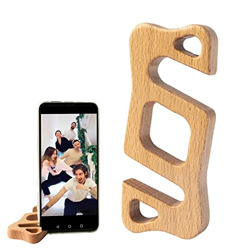 Suporte de telefone celular de mesa de madeira – suporte de mesa para celular – ajuste de vários âng