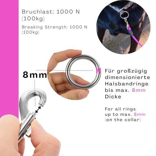 5m Schleppleine Hunde, Wasserfeste Hundeleine Rundleine ohne Schlaufe, Sichere Freilauf-Trainingsleine pink, bis 35kg