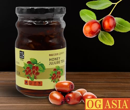 NOKCHAWON Koreanischer Honig Jujube Tee – Koreanisches Instant Tee Konzentrat mit Datteln & Honig – OG ASIA – 480g Glas