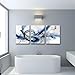 TTHYUEWS Abstract Wall Art For Living Room Canvas Wall Decor For Bedroom Office Decorations Minimalist Art Wall Pictures Blue Abstract Ink Wall Paintings Posters Modern Home Decor Artwork 3 Pieces