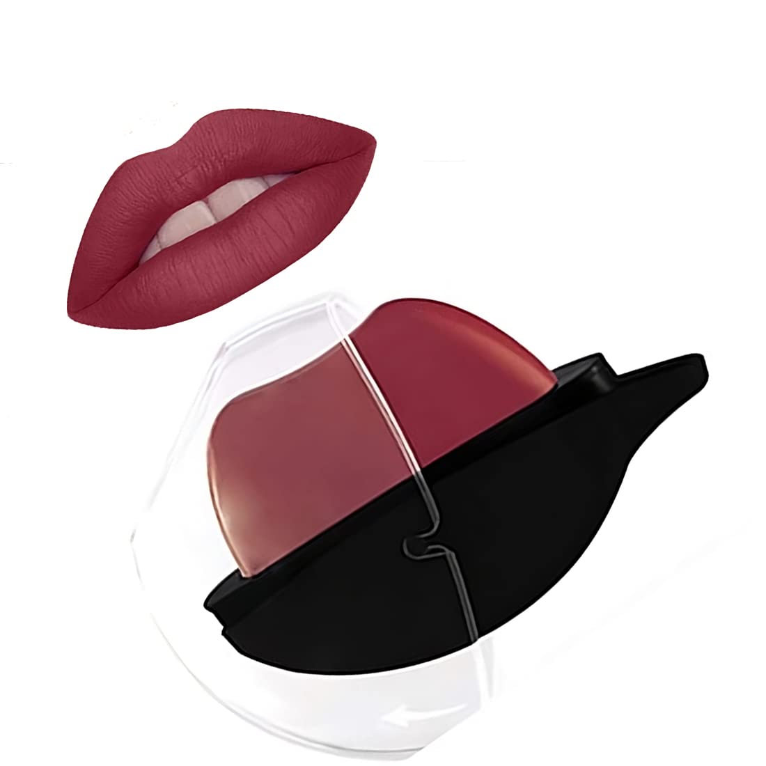 SENECIO Kiss Lip Shape Apple Design Matte Moisturizing 24 Hours Long Lasting Waterproof Lazy Kiss Lipstick (MAROON)