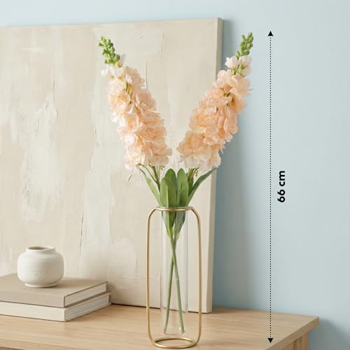 Image of Decor & More 2 PCS Realistic Silk Delphinium Long Stem Artificial Flowers Bunch Without Pot | Artificial Flower for Decoration | Long Artificial Flowers for Big Vase | Home & Restaurant (Without Pot)