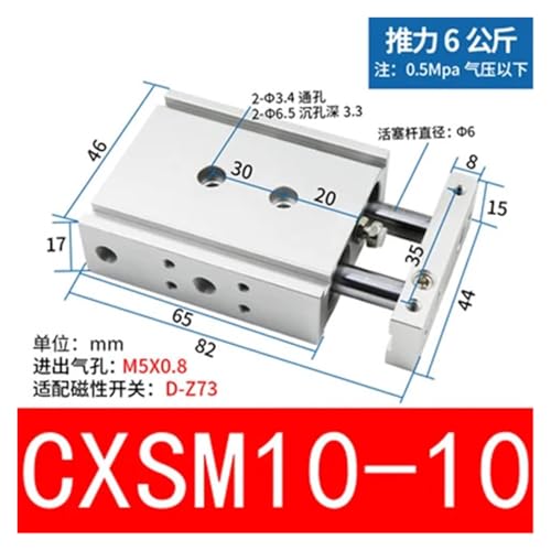 Vérin pneumatique CXSM10-40 double tige 10mm course 40mm double effet