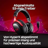 HyperX Cloud III S – Kabelloses Gaming-Headset, Multiplattform, 2,4 GHz, Bluetooth, Akkulaufzeit bis zu 120 Stunden, 2,4 GHz, 53-mm-Neigungstreiber, 10-mm-abnehmbares Mikrofon – Schwarz – Ansicht 4