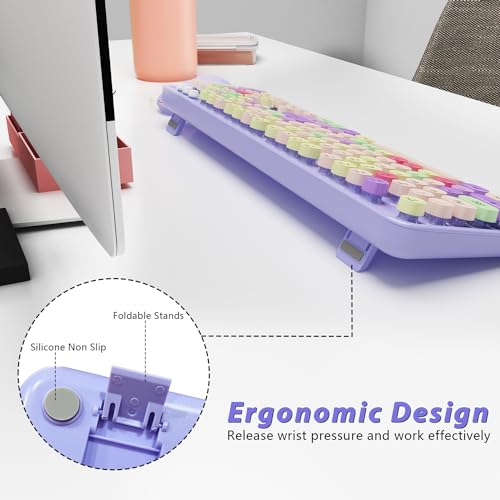 Image of Kootop Wireless Computer Keyboard and Mouse Combo,Colorful Purple
