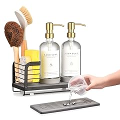 Black Sink Caddy + Clear Bottle + Gold Pump