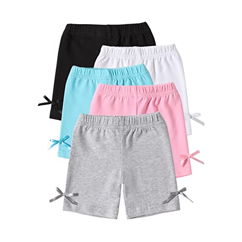 Image of U·nikaka Unisex Toddler Baby Shorts Breathable Cotton Flare Short 5-Pack in Grey White Black Yellow and Pink