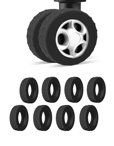 8 Pcs Upgrade Luggage Wheel Covers,Silicone Luggage Wheel Covers, 2-2.4 inch Carry-On Suitcases or Office Chair Caster, Scratch-Resistant and Noise-reducing design, Essential Travel Accessories(Black)