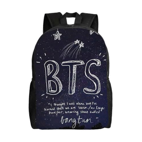YINGD Mochila escolar unisex con logotipo de BTS, Negro, Talla única