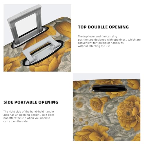 Many Golden Flowers Tsa Approved Luggage Cover For 18-32 Inch Suitcases Scratch-Resistant Stretch Luggage Cover 5