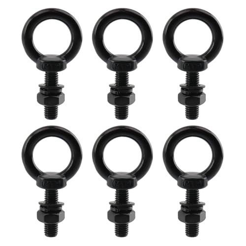 Image of Antrader Lifting Shoulder Eye Bolts,Black Eye Bolt,M10 x 35mm,Black,6 Sets | Heavy Duty Lifting Ring Threaded Eyebolts with Lock Nuts,Lock Washers,Flat Washers