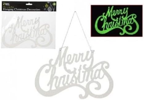 Glow in The Dark MERRY CHRISTMAS Sign Window Door Hanging Plate Home Decor Gift by Lizzy®