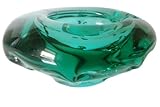 mundgeblasen Oberstdorfer Glashütte Aschenbecher grüner Glasaschenbecher dekorative Zierglasschale Kristallglasschale mundgeblasen Durchmesser 11 cm