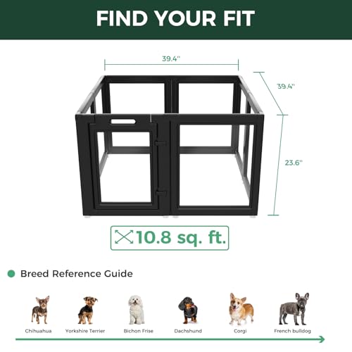 Image of FXW AuraSpace Acrylic Indoor Dog Playpen for Puppies and Small Dogs, 24 Inch, 8 Panels, Black