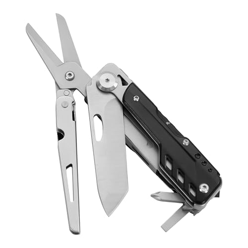 GOODRIG Detachable Multi-Tool Scissors & Knife – Stainless Steel Foldable Survival Gear with Window Breaker & Screwdrivers – Portable Camping Tool with Drawstring Bag