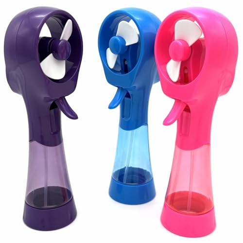 BJPEY Water Misting Fan Handheld Battery Powered Portable Personal Cooling Fans for Travel, Beach, Camping (Blue+Purple+Pink) by BJPEY - Used condition - Image 4