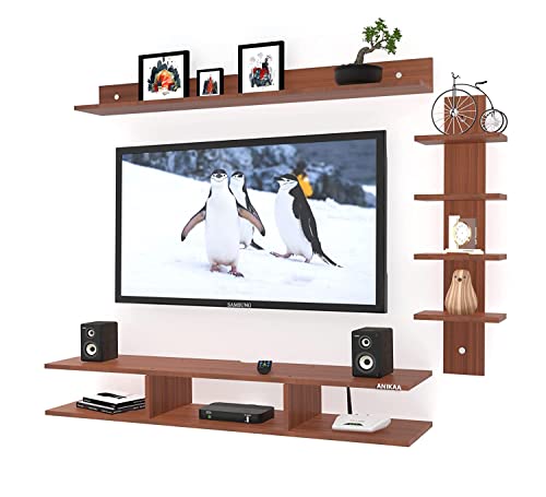 Image of Anikaa Sunray Engineered Wood Wall Mount TV Unit /TV Stand /Wall Set Top Box Stand /TV Cabinet /TV Entertainment Unit (Walnut)(Ideal for Upto 50 inch)(D.I.Y)