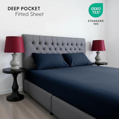 Drap-housse super king size bleu marine Sleepdown en polycoton