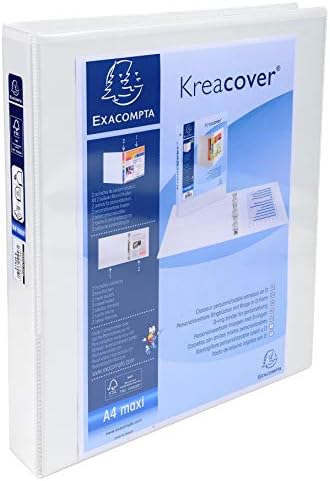 Exacompta Kreacover PP Ring Binder, A4 Maxi, 4 D-Rings, 16mm spine - White