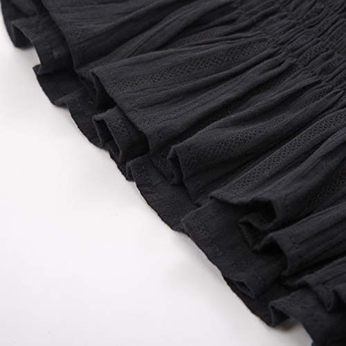 Belle Poque Women's Elastic Off Shoulder Lace-Up Front Smocked Waist Tops Black Size L steampunk buy now online