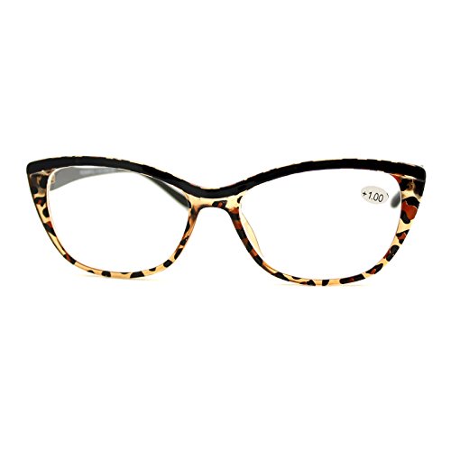 PASTL Clear Lens Glasses With Bifocal Reading Lens Womens Rectangular Cateye (leopard, 1.5)
