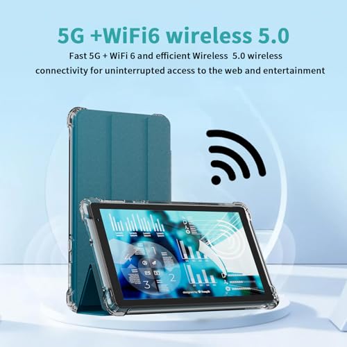 Image of IWEGGO Android 14 Tablet with Case, 7 Inch 8GB RAM+32GB ROM / 1TB Expandable Computer, 5MP Camera Tablets, 1.6Ghz Quad-core Processor, 3000mAH Battery Tablet PC, 5G WiFi, Games 7'' Android Laptop Blue