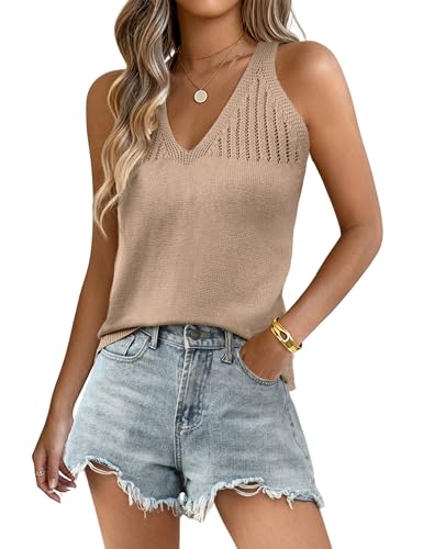 Yeokou Sweater Vest for Women Crochet Tank Top Knitted Tops
