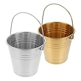 VICASKY 2 Stück Teiliges Edelstahl Eiseimer mit Tragegriff Je Eiskübel Doppelwandig Tragbar für Bier Wein und Getränke für Bar Party und Picknick