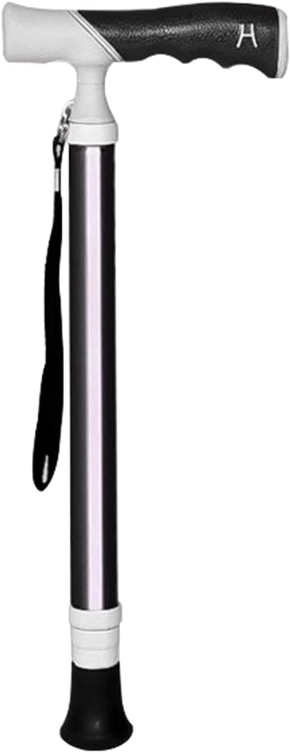 Bastones de Titanio Pegable Mango Giratorio de 96 cm para Estaturas de 1.65 a 1.85 cm | Bastón para Hombres y Mujeres | Garrote Extensible Negro y Blanco para Todas Las Edades